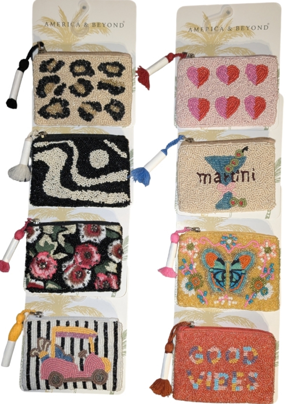 America & Beyond Beaded Coin Purse 8pc Lot